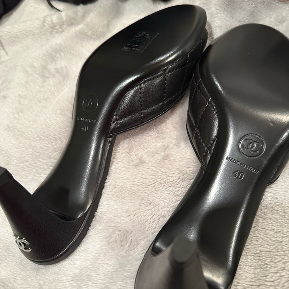 Sale! NIB Chanel Black Quilted Kitten Heels sz 40 - Picture 4 of 9